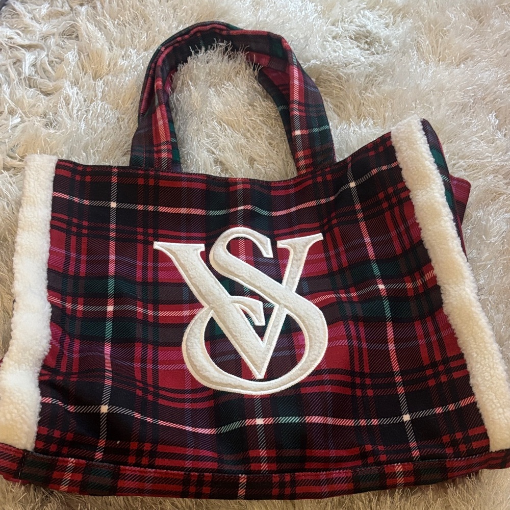 Victoria's Secret Red and Black Plaid Tote